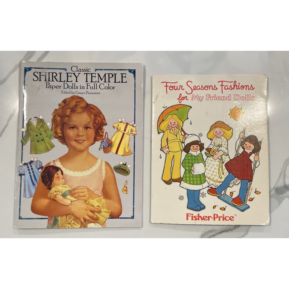 Fisher Price Four Seasons Fashions Patterns & Shirley Temple Paper Dolls Set